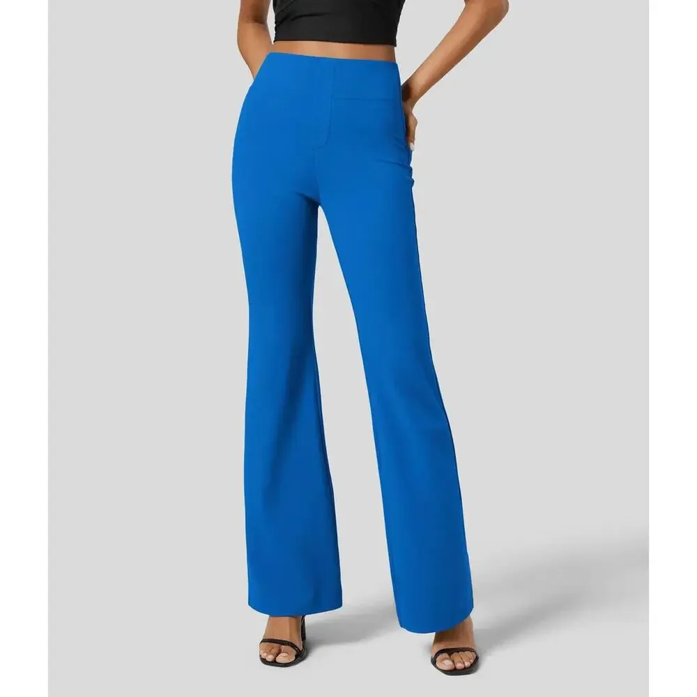 NWT Halara Flex High Waist Back Side Pkt Slight Flare Work Pant Princess Blue XS - Picture 1 of 12
